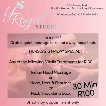 THURSDAY  FRIDAY SPECIAL. Booking now. You deserve to be pampered.
INSTAGRAM.