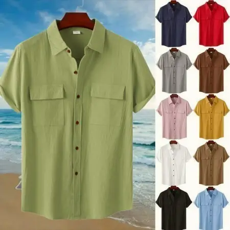 These cotton and linen casual shirts are suitable for summer, Hawaii, gym, party,