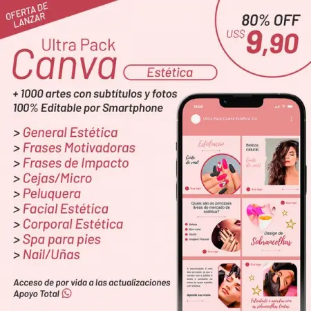 Este pack es PERFECTO para ti que trabajas en el REA DE BELLEZA
Con l AHORRAS TIEMPO, crea