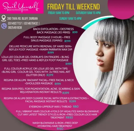 Our friday till weekend specials. Just for you. Get your nails hair facialskin 