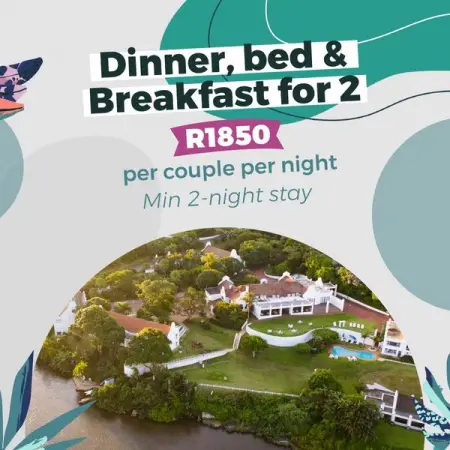FB.ME
Dinner, Bed  Breakfast for 2  R1850 per couple per night
Book Now
 