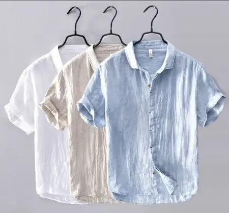 Luxuriously soft cotton-linen blend means easy comfort in this handsome summer shirt.