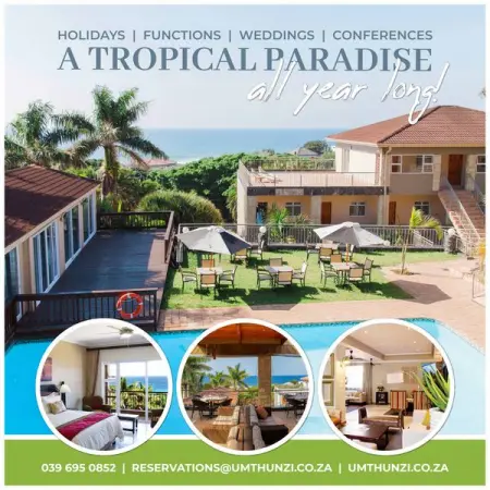 Umthunzi Hotel - stay with us in a Tropical Paradise, located on the South Coast of 