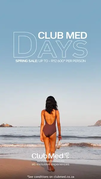 Book your best summer ever. Save up to R12 600 per person from 5 to 26 September.
CLUBME