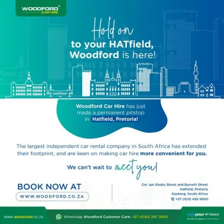 Woodford Car Hire has just made a permanent pitstop in Hatfield, Pretoria! 
Makin