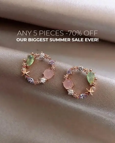  Our Biggest Summer SALE  Choose any 5 pairs of unique  beautiful earrings with 70 OFF. Buy 