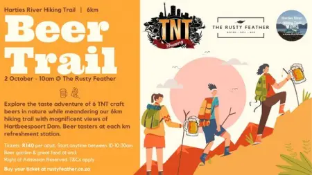 Explore the taste adventure of 6 TNT craft beers in nature while meandering our 6km hiking 