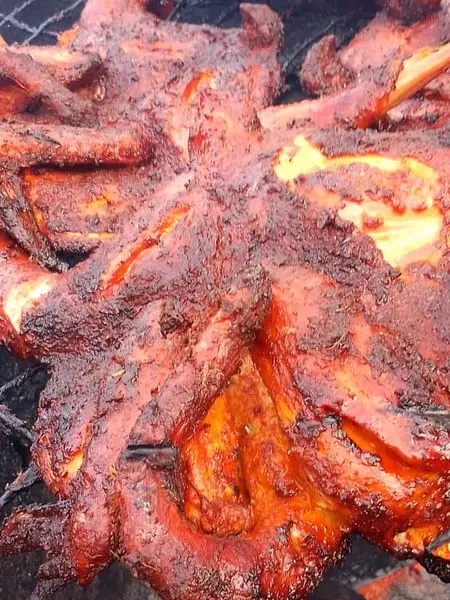 we offer roasted guinea fowl, roasted chicken, roasted turkey and roasted gizzard and grill