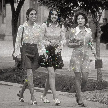 On the streets of Kabul, early 1970s. A photograph with glitter, by half-Pasht