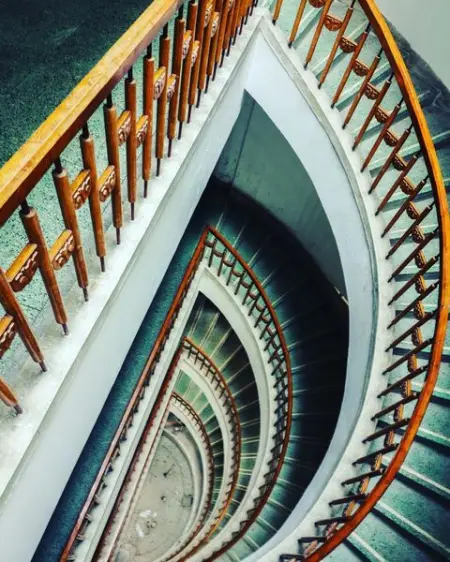 The special spiral staircase is the unique scenery of Anhui Agricultural University. The