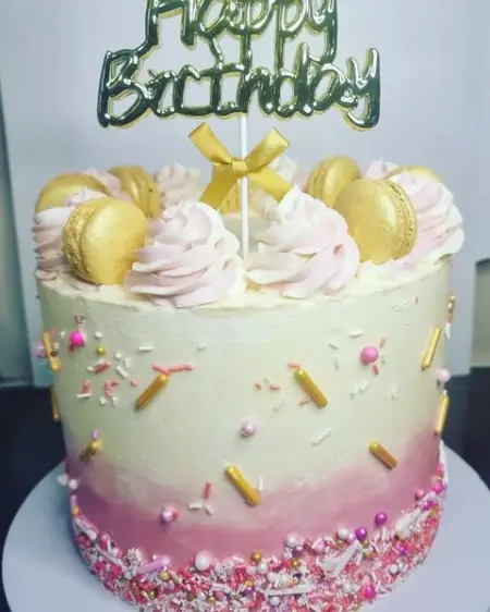 Todays labor of love. Vanilla cake with salted caramel. BirthdayCakes C
