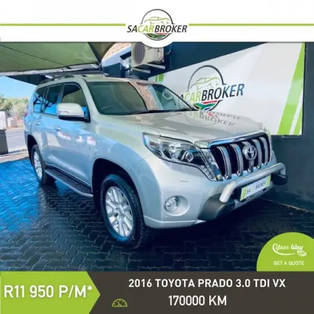 FB.ME
Contact us
2016 Toyota Prado 3.0 TDI VX
Learn More
2016 Toyota Prado 3.0 TDI VX