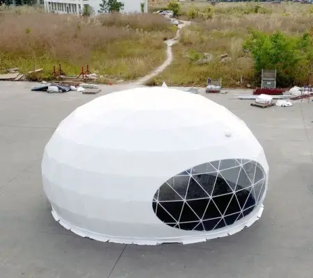 Setting up an outdoor aluminum dome event tent in the open air for our ac