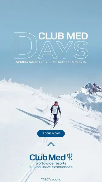 Book your best snow holiday ever. Save up to R12 600 per person from 5 to 26 September.
C