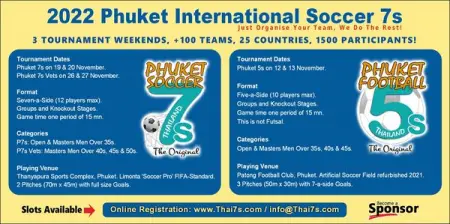 2022 PHUKET SOCCER TOURNAMENTS. A few slots are still available. Contact us