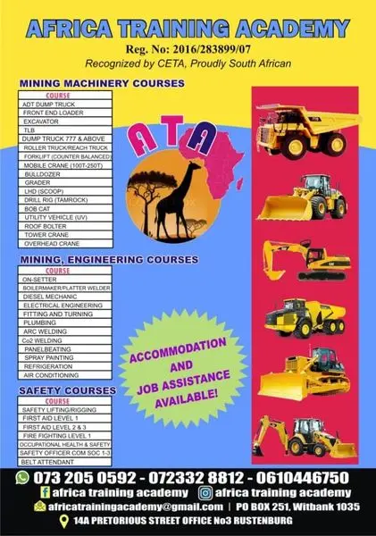 Africa training academy is the leading institution which offers the followi