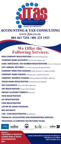Company registrations, Tax registrations, efiling, bookkeeping and acc