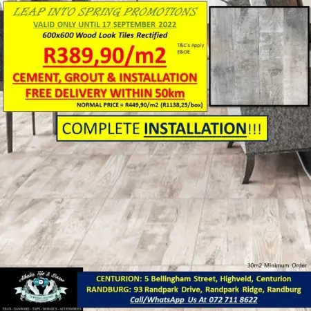 FB.COM
Recified Wood Look Tiles 600x600 INSTALLED All Materials, Labour  Removal.
Ca