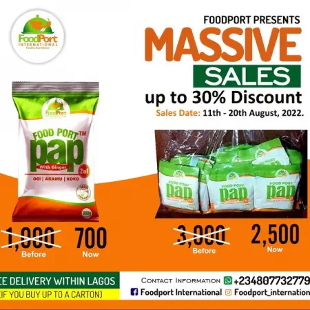 FB.COM
Massive sales on this yummy pap with ginger powdered form
Send Messa