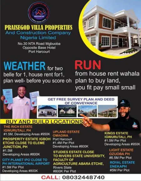 RUN   FROM HOUSE RENT WAHALA

WITH SMALL MONEY  YOU GO BUY LAND OR HOUSE FROM US 