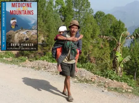 The start of the long journey home for a child after his ear operation in the hills of Nepal