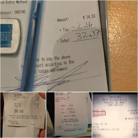 These servers shouldve been a little more careful with what they wrote on the customers bil