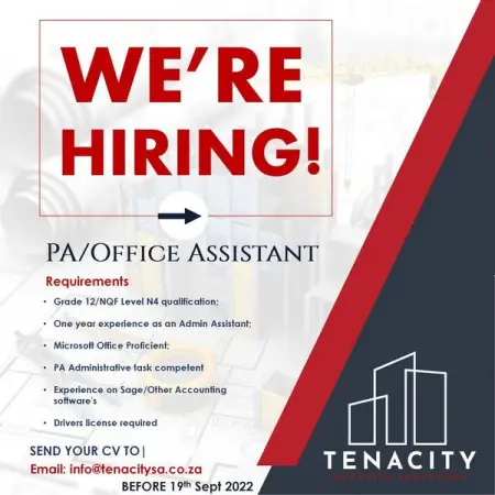 TENACITYSA.CO.ZA
Tenacity Management Services
A 100 black female owned Professional Quantity