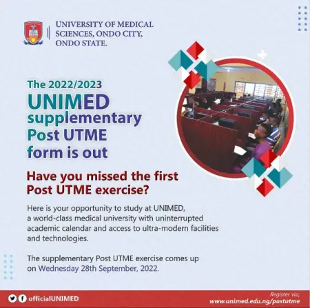The 20222023 UNIMED supplementary Post UTME form is out, have you missed the first Post UT