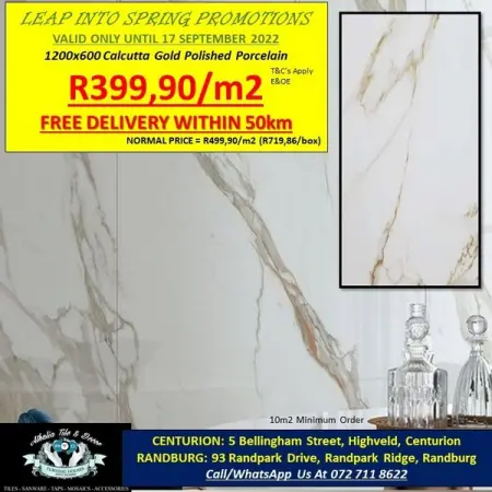 FB.COM
1200x600 Carrara Gold Polished Porcelain  FREE Delivery
CallWhatsApp Us At 072