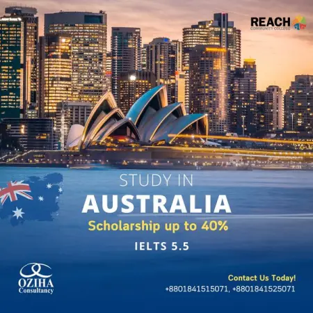Australia is a best destination for higher Study
Scholarship up to 40
Overall 5.5