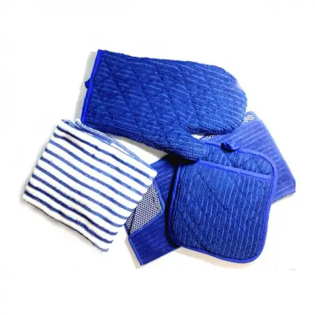 FB.COM
Order Now
A stylish set of 2 terry Kitchen Towels, 1 Oven Mitt, and 1 Quilted Pot Ho