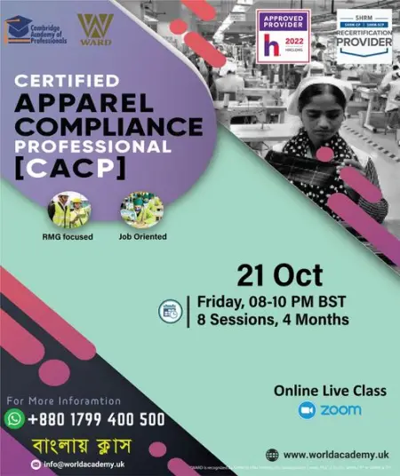 Certified Apparel Compliance Professional accredited by Cambridge Academy