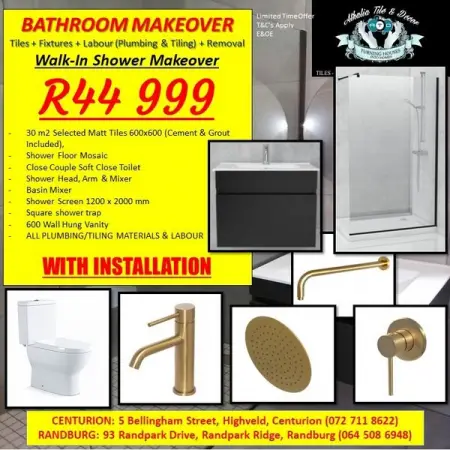 FB.COM
Bathroom Makeover with Shower with Gold Taps
CallWhatsApp Us At 072 711 8