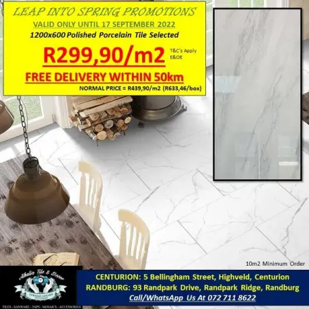 FB.COM
LARGE FORMAT 600x1200 Porcelain  FREE Delivery
CallWhatsApp Us At 072 711 86