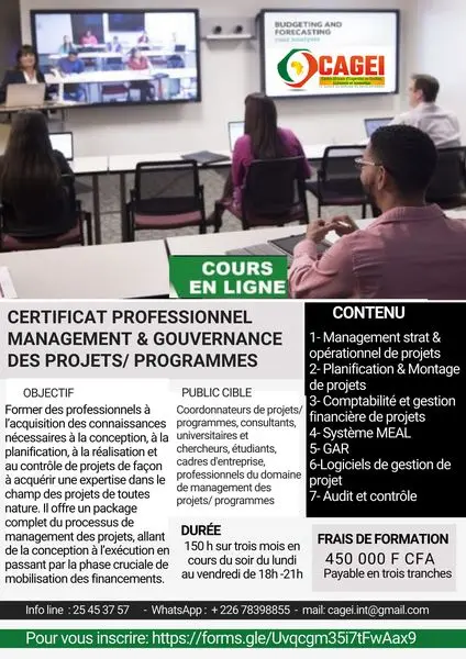 Appel  candidature
Certificat en Management de Projets  Programmes

Objectif

Il sagit