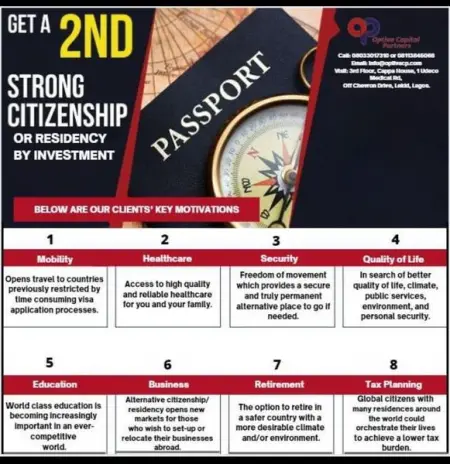 Your only investment immigration processing company in Africa OPTIVA CAPITAL PARTNERS..lets 