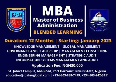 Admission is ongoing into the following Master of Business Administration 