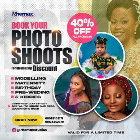 GET UP TO 40 DISCOUNT ON YOUR PHOTOSHOOT BOOKINGS.

We are accepting bookings for your Ki