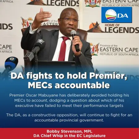     
By Bobby Stevenson, MPL
DA Chief Whip in the Eastern Cape Legislature
Date 8 S