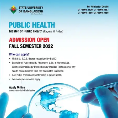 ADMISSION IS GOING ON  FALL 2022
Masters in Public Health MPH

Credit based Interna