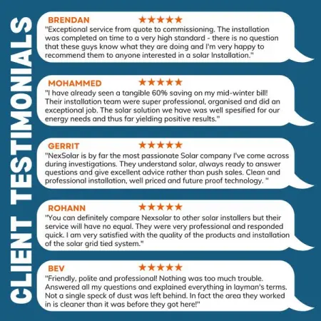 HTTPSWWW.NEXSOLAR.CO.ZASOLUTIONSRESIDENTIAL
Testimonials
Learn More
 