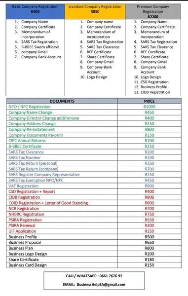 GET YOUR COMPANY DOCUMENTS IN ORDER.

 Company Registration
 NPO  NPC Registration
 Company 