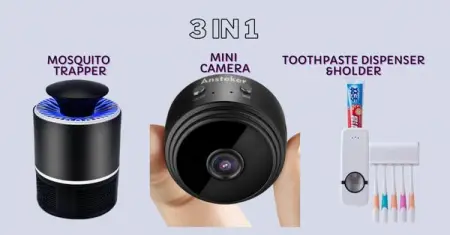 3 PRODUCTS FOR 1 PRICE

1 MINI WIFI CAMERA
1 MOSQUITO CATCHER
1 TOOTHPASTE DISPENSE