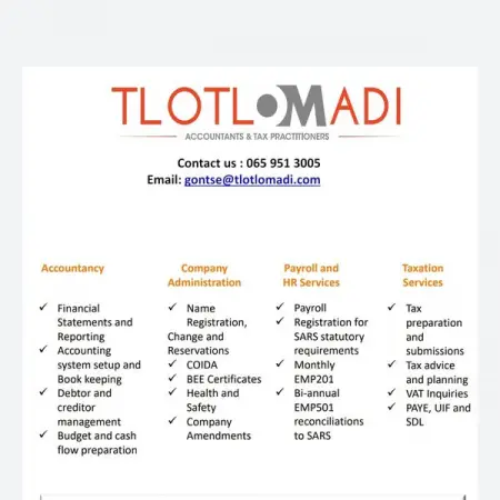 WHATSAPP
Tlotlomadi Accountants  Tax Practitioners
Send WhatsApp Message