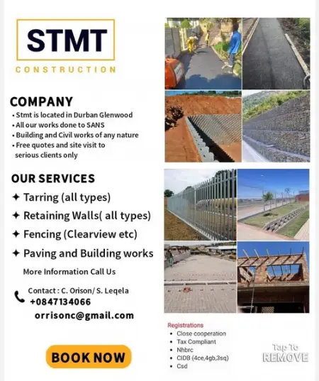 We are based in Kzn Glenwood with branches in Gauteng, eastern cape and Capetown.
STMT T