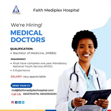 Were hiring!

Medical Doctors

Qualification
Bachelor of Medicine MBBS
