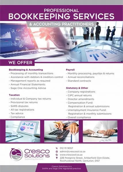 Cresco Solutions - We provide all bookkeeping, tax, payroll and secretarial related servi