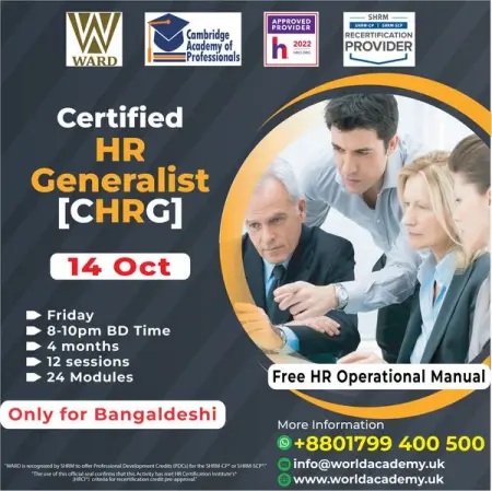 Certified HR Generalist CHRG by Cambridge Academy of Professionals  UK, recogni