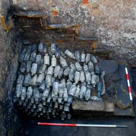 Builders clearing land for construction came across this stash of bottles just a few feet 