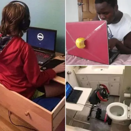 We have compiled a list of 45 images of Cursed Computer Setups showing the lengths comp